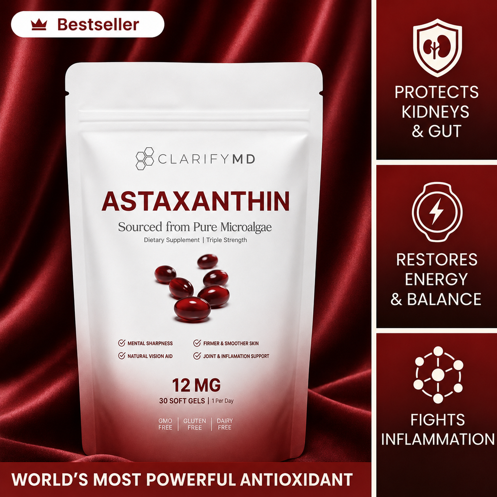 ClarifyMD Astaxanthin 12mg Softgels – Full Body & Brain Cellular Protection For Healthy Ageing