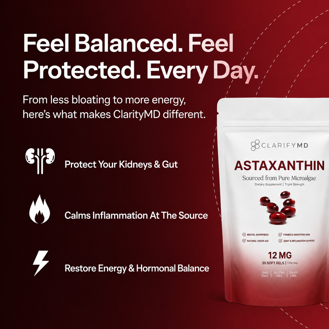 ClarifyMD Astaxanthin 12mg Softgels – Full Body & Brain Cellular Protection For Healthy Ageing
